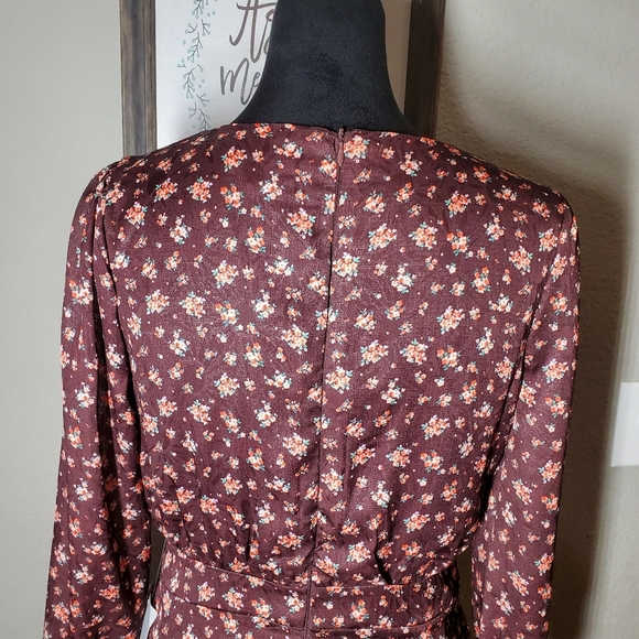 NWT Wrap Front Floral Ruched Mini Dress by NSR/Napean Sea Road Size Medium - Picture 13 of 16